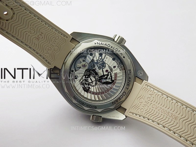 Planet Ocean 600M 43.5mm Bronze Color Ceramic Bezel SS VSF 1:1 Best Edition Sand-Blasted Beige Dial and Rubber Strap A8900